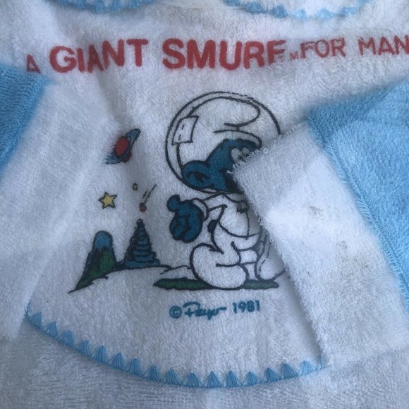 Astronaut Smurf Sleep Play Suit Baby Large Peyo Vintage 80s Giant For Mankind - Picture 6 of 8